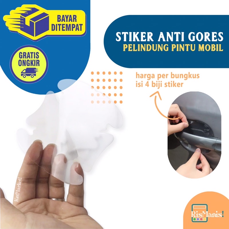 SCRATCH PROTECTOR STICKERS - Stiker Bening Pelindung Anti Gores Baret Lecet Cat Handle Pintu Mobil