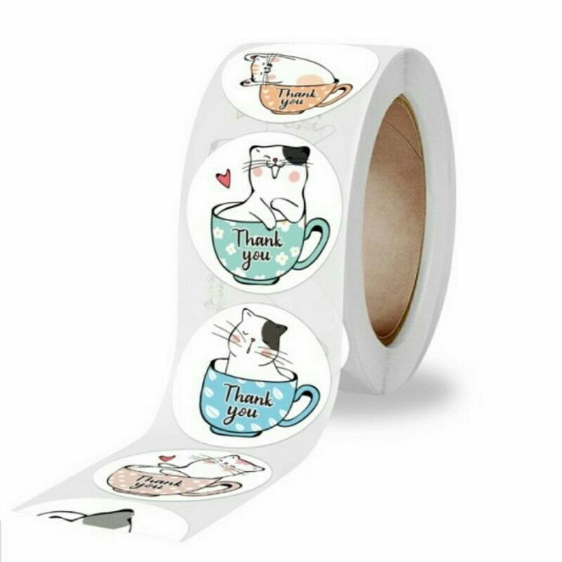 

Sticker Ucapan Terima Kasih Thank You 100Pcs Untuk Label Gaya Kucing Lucu