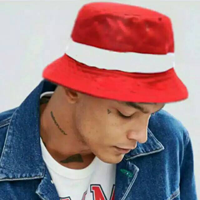 Topi agustusan Bucket hat merah list putih