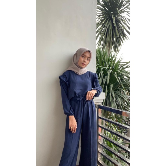 RUBY SET//SETELAN KULOT KRINKEL//OOTD KEKINIAN// SETELAN TERLARIS// SETELAN PALING BANYAK DI MINATI-NAVY