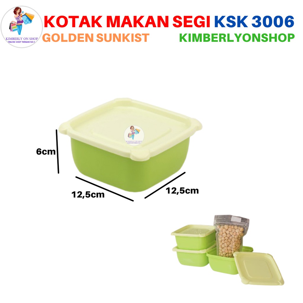 Kimberlyonshop Lunch Box Kotak Makan Segi KSK 3006 golden sunkist