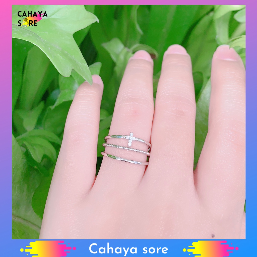 Cincin Xuping Silver Cincin Dewasa Model Permata Love CD17