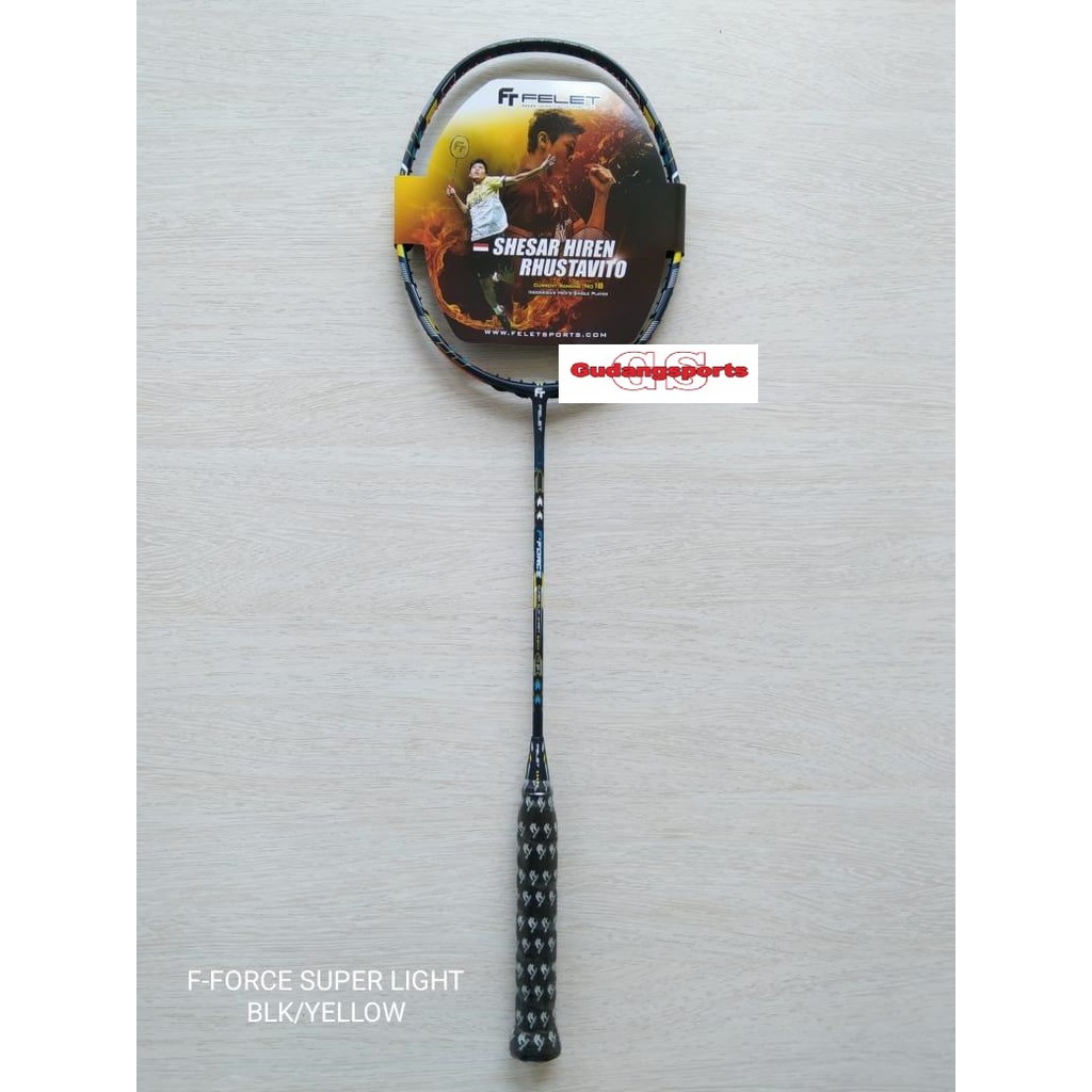 RAKET BADMINTON FLEET FELET F-FORCE SUPER LIGHT BLACK/YELLOW ORIGINAL