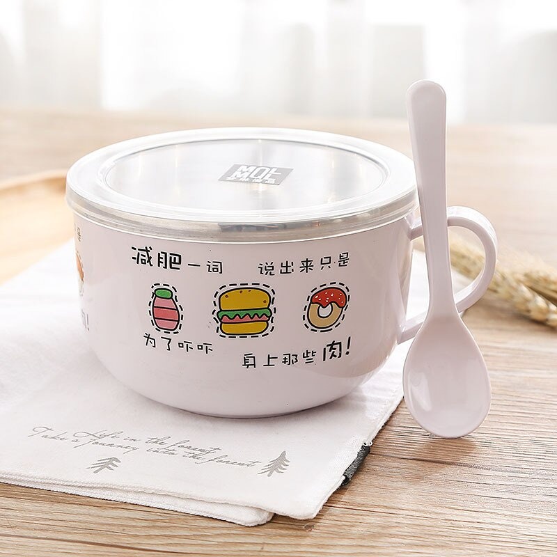 OCTN Mangkok Double Layer Stainless Steel 14 cm with Lid and Spoon - X36