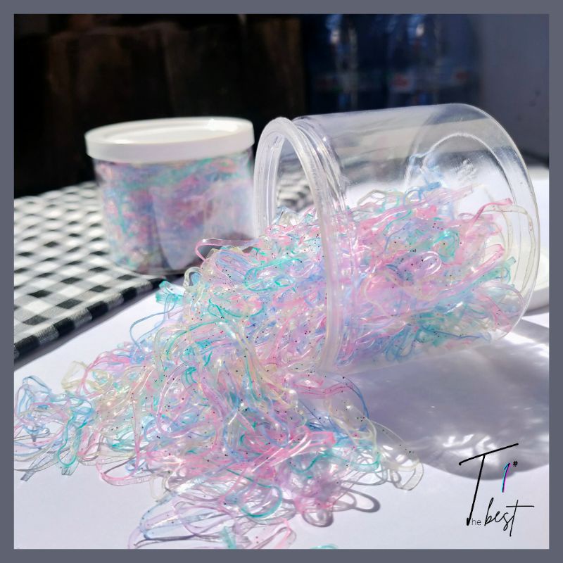 Karet Jepang Karet Rambut Jepang Karet Transparan Warna Glitter Motif [ thebestone ]