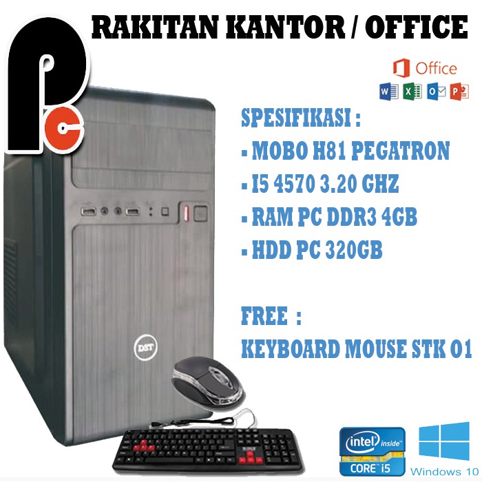 PC KOMPUTER RAKITAN OFFICE / KANTOR CORE I5 HASWEL SIAP PAKAI