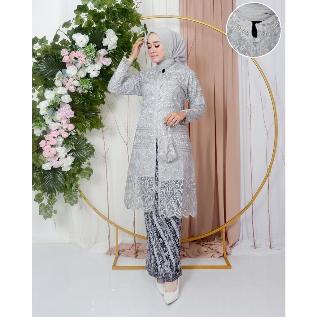 YS Kebaya Stelan Adeeva Mutiara Payet ST / Kebaya Wisuda / Kebaya Seragam Nikah / Kebaya Brukat Payet Modern