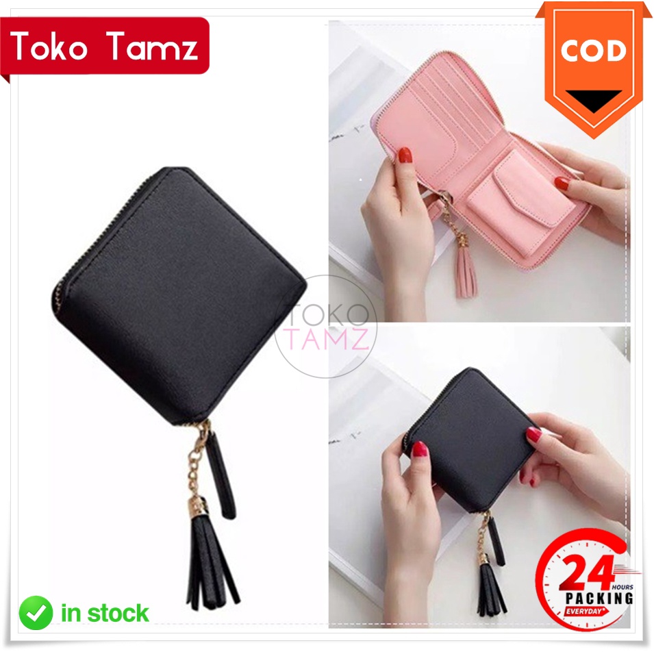 COD MAKASSAR Dompet Tali Resleting Lipat Polos Hitam TokoTamz Ready Online Shop Makassar Dagang Toko