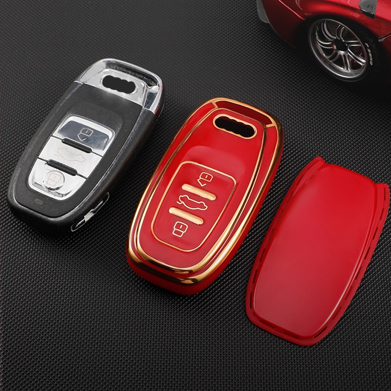 Car Remote Key Cover Case for Audi A1 A3 A4 A5 A6 A7 A8 Quattro Q3 Q5 Q7 2009 - 2015 Gold Edge TPU Bag Shell Accessories