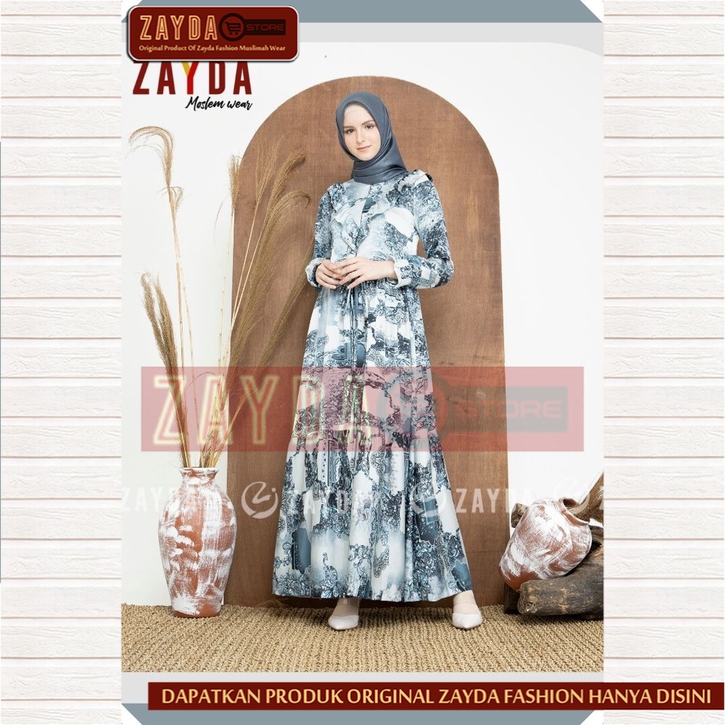 GAMIS ZAYDA ZG78 BLUE MOSLEM WEAR KEKINIAN MODERN TRENDY SIMPLE ELEGANT BEST SELLER