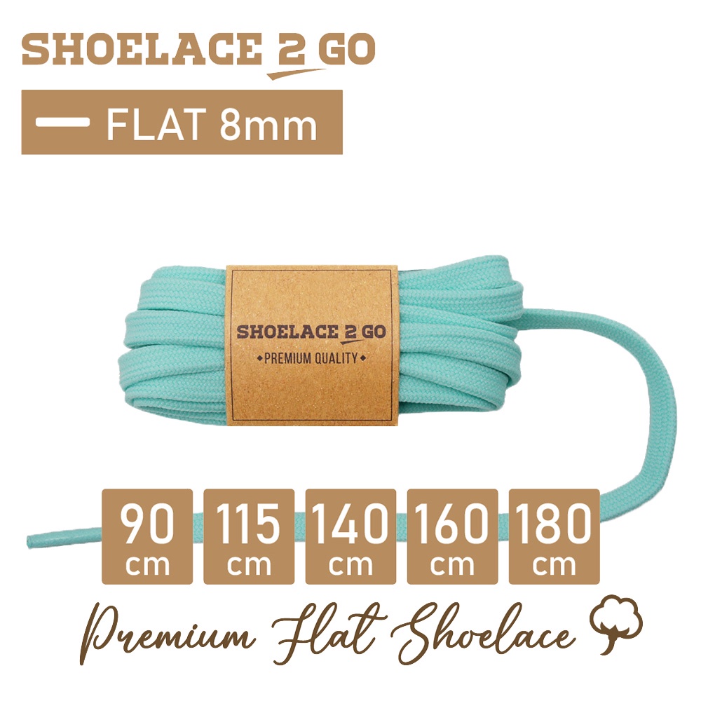 SHOELACE 2 GO TALI SEPATU GEPENG PIPIH FLAT - SF8 - J4 - OCEAN BLUE - 8MM - 90CM 115CM 140CM 160CM 180CM