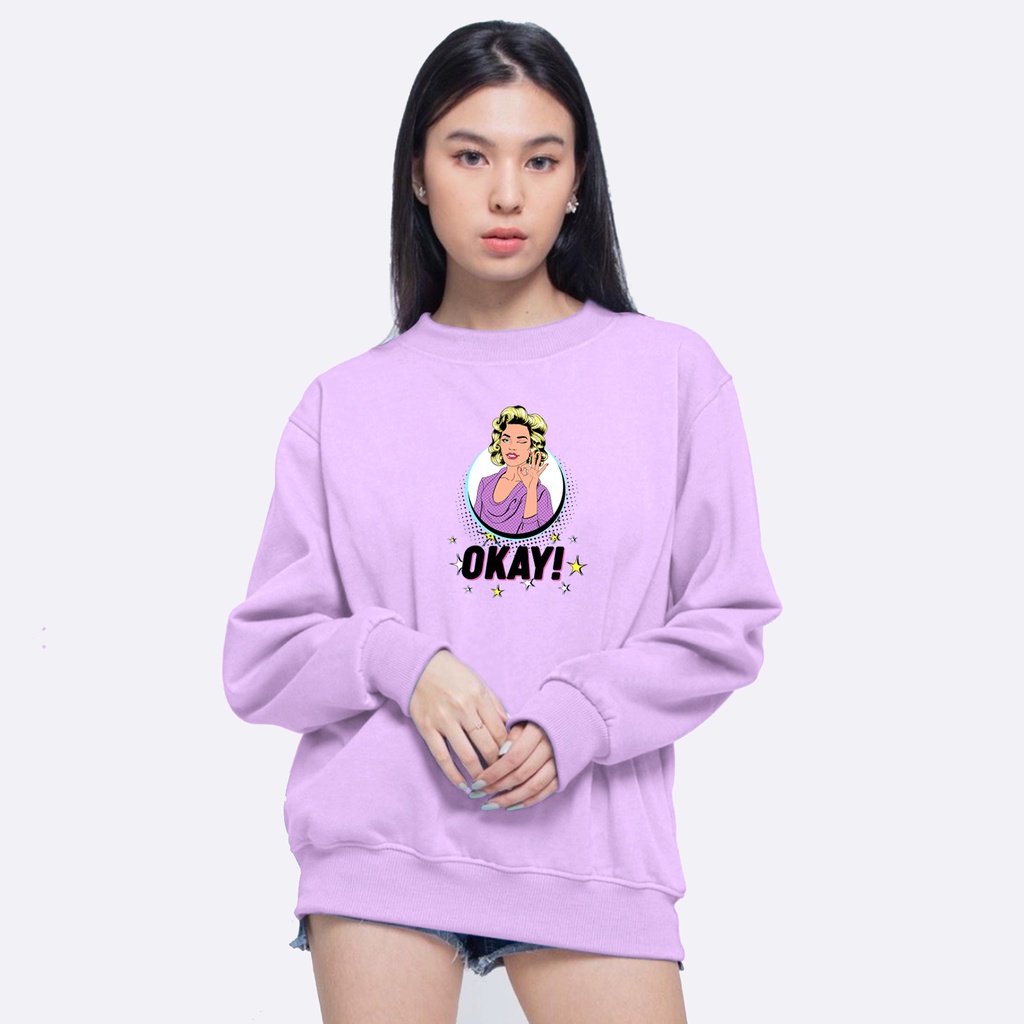 Sweater oblong oversize wanita OKAY sweter crewneck cewek murah kekinian korean style