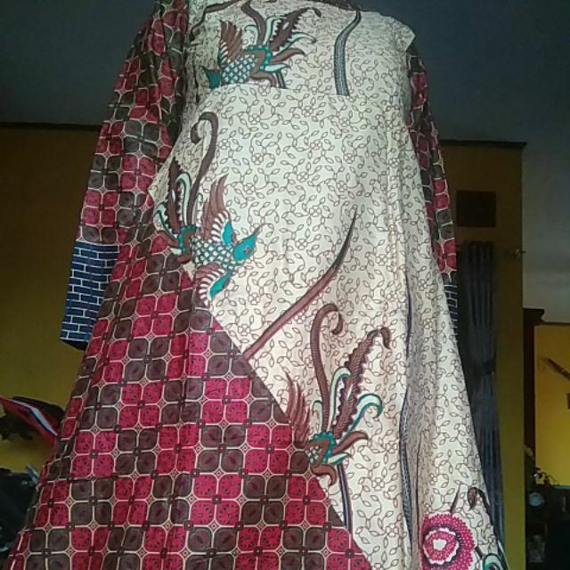 Gamis Batik Motif Ilalang | Baju Muslim Batik Modern | Gamis Batik Syari Atasan Wanita Muslim
