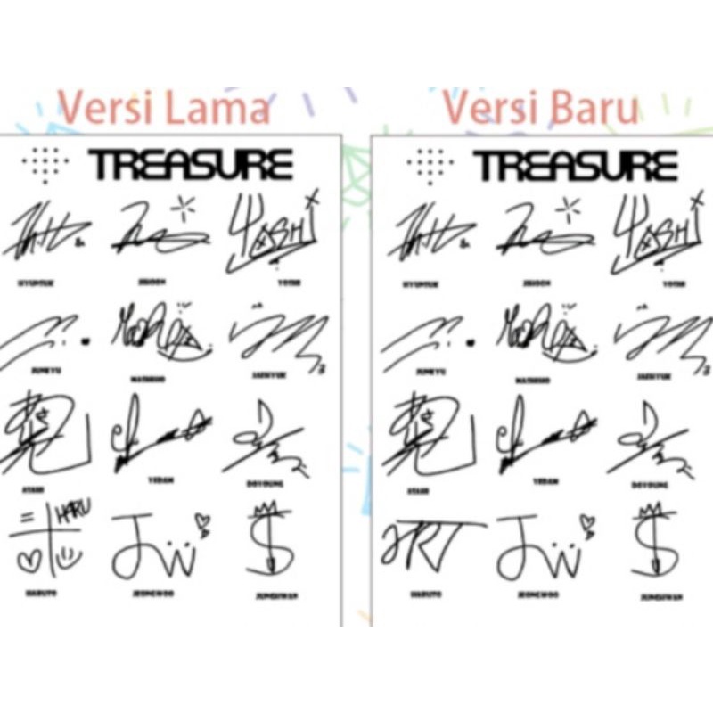 tanda tangan Treasure stiker tanda tangan kpop