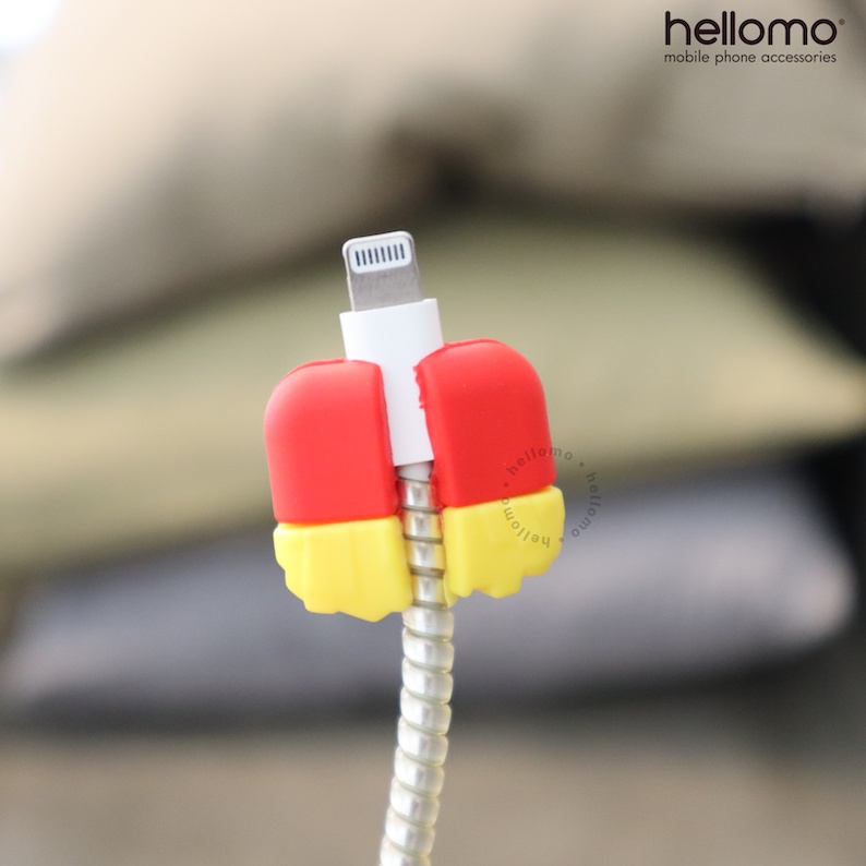 Cable Bite Universal Pelindung Ujung Kabel Cable Protector Korean Fast Food Series Cable Bite Lucu Cable Saver Protector