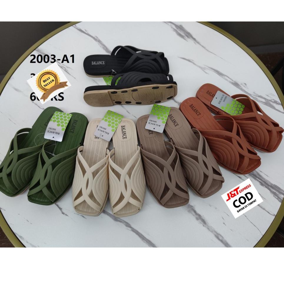 BALANCE 2003 / SANDAL KARET JELLY WANITA TERBARU SANDAL WEDGES PEREMPUAN D1A0