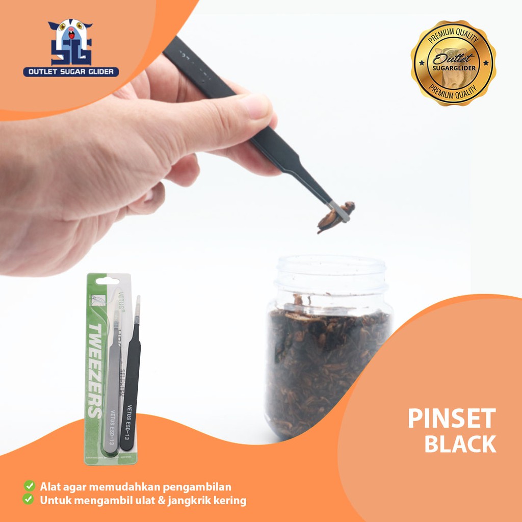 PINSET FEEDING BLACK ALAT MENGAMBIL SERANGGA