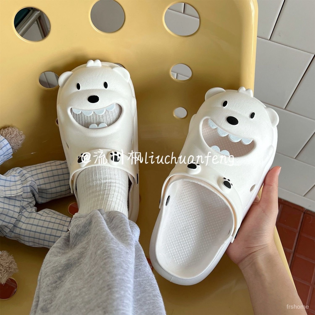 Sepatu gua beruang kartun lucu non-slip sandal pantai Baotou untuk pakaian luar wanita