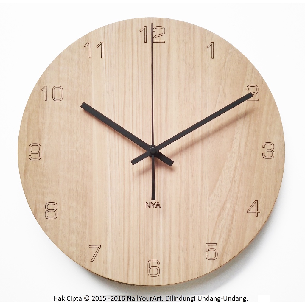 Jam Dinding Unik Artistik - Black Maple Number Wall Clock