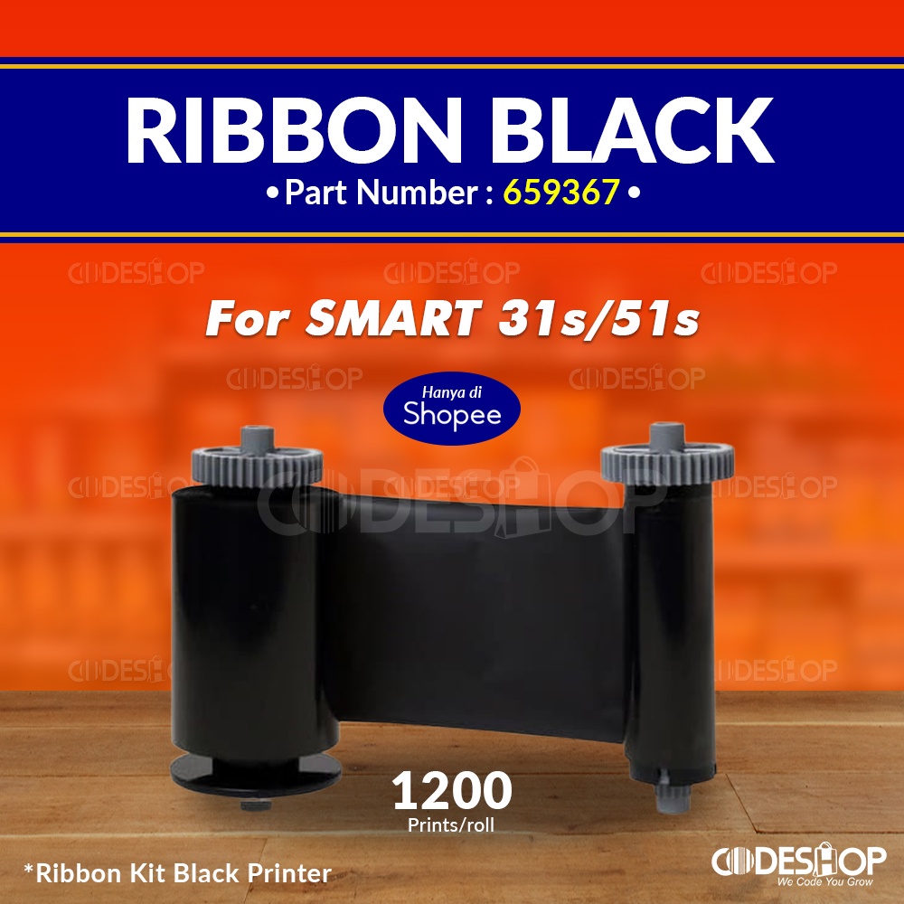 Ribbon Black Printer ID Card SMART 31S &amp; 51S ( PN : 659367 ) Hitam