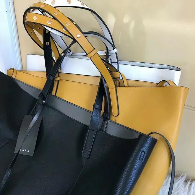 VLES TAS WANITA ZARA REVERSIBLE TOTEBAG ORI IMPORT HARGA PABRIK,TAS BAHU - KUNING 963H