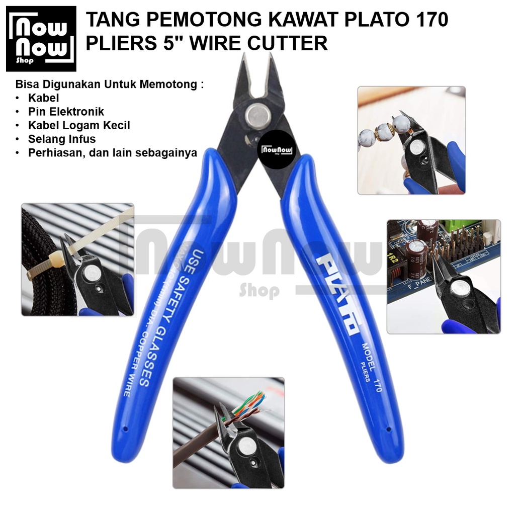 TANG PEMOTONG KAWAT PLATO 170 PLIERS 5&quot; WIRE CUTTER COIL KABEL GUNTING POTONG KAWAT NIPPERS