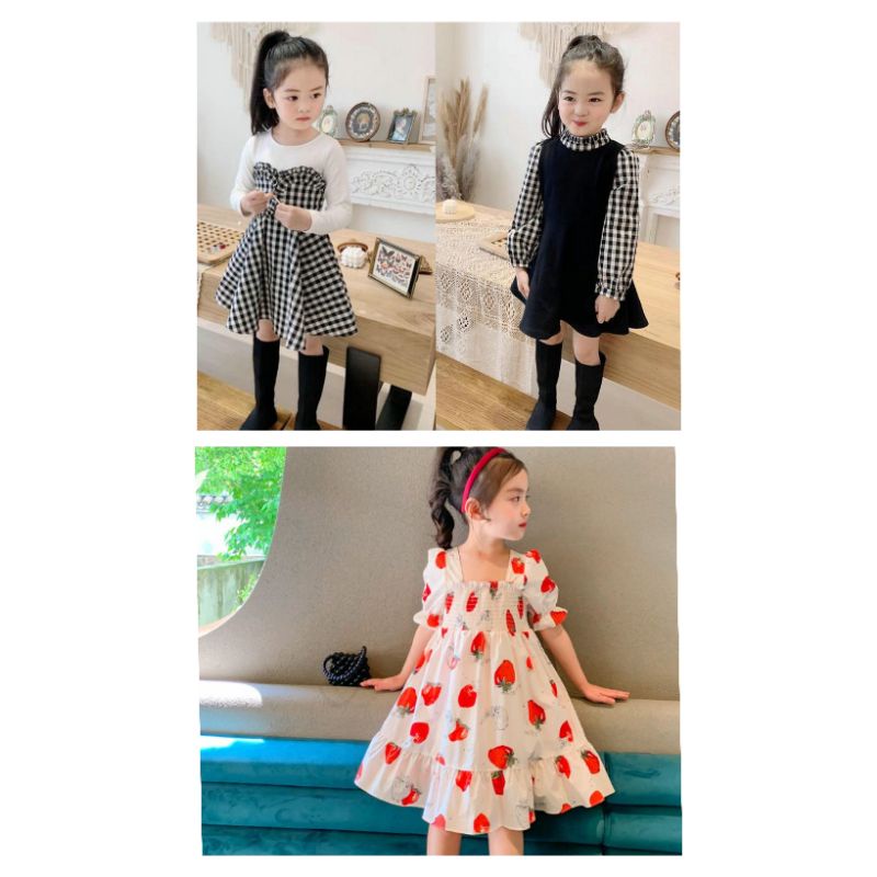 0-8Tahun Dress Gaun Anak Perempuan Import Fashion STRAWBERRY