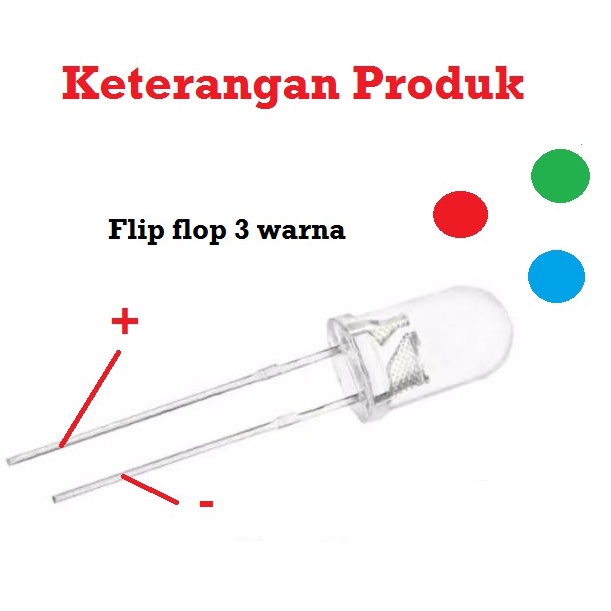 [HAEBOT] Lampu Led flip flop RGB Merah Hijau Biru Flashing Layangan 3V Kedip 3 warna 5mm Elektronik 5pcs