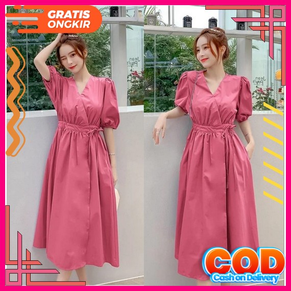 Baju Dress Wanita Kondangan Korean Style Baju Wanita Korea Natal Imlek Kekinian Dres Mini Midi Dress