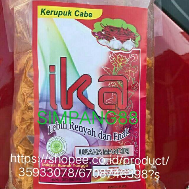 

KERUPUK CABE IKA KHAS KOTA DUMAI (UKURAN BESAR) free packing dus