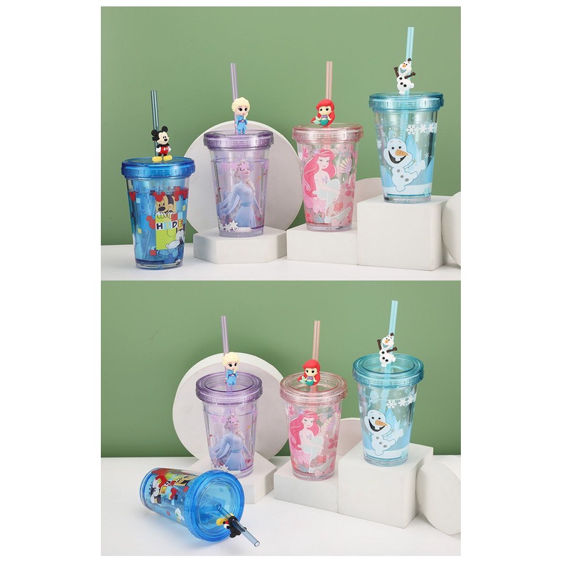 BOTOL Korea Gelas korea Tumbler Sedotan Gelas Sedotan Botol Minum anak Tumbler Disney 3D Cars Frozen