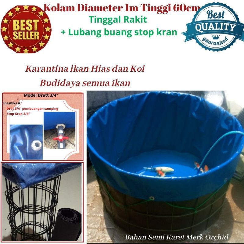 Kolam terpal bulat bahan semi karet fullset