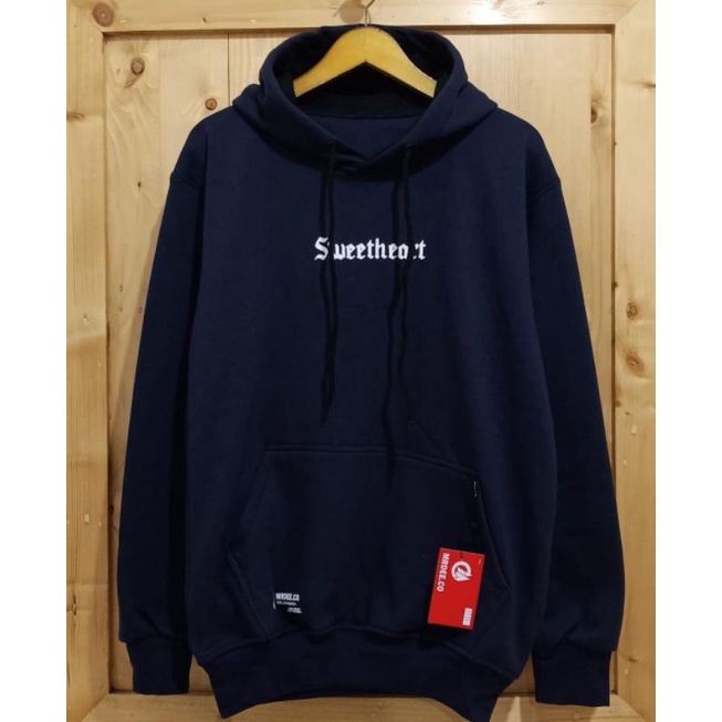 Mrdee.co Sweater Hoodie Pria Distro Premium Ori Navy Bahan Fleece Tebal Motif Simple - Jaket Hoodie 