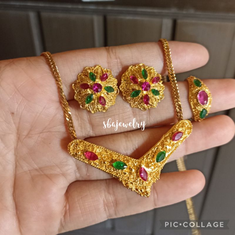 set perhiasan alpaka bali lapis emas