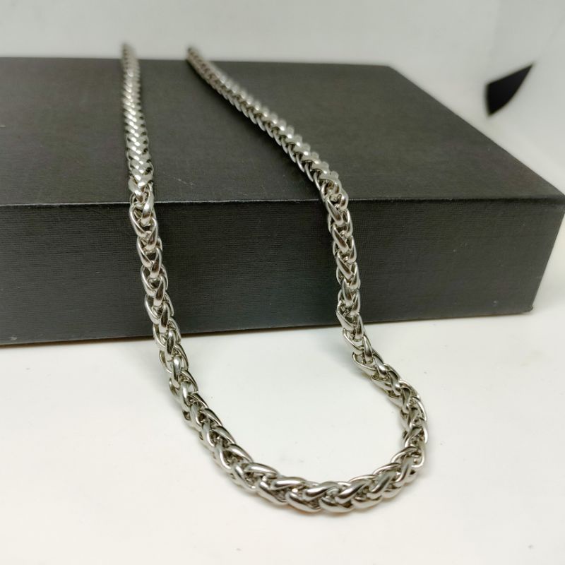 kalung titanium untuk pria model rantai kelilit anti karat dan anti luntur