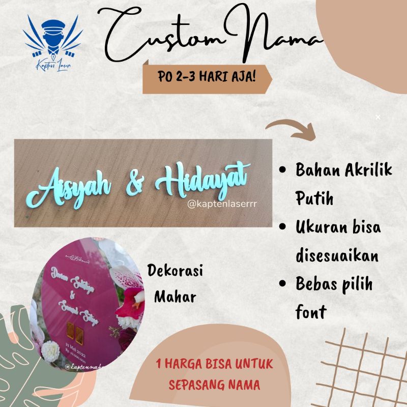 CUSTOM NAMA LASERCUTTING AKRILIK GOLD CUSTOM AKRILIK CUSTOM NAMA CUSTOM AKRILIK GOLD AKRILIK GOLD NA