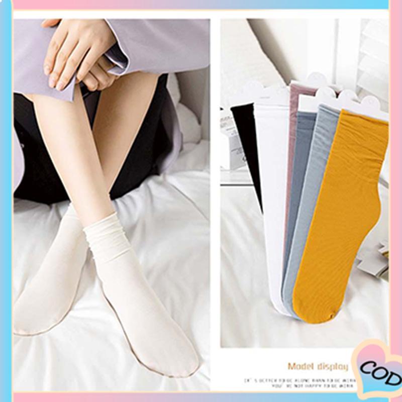 COD❤️ Kaus Kaki JK Lucu Warna Murni Keren Tipis Bernapas Tanpa Kaki Mencekik Tren Kaus Kaki Tabung Sedang-A.one