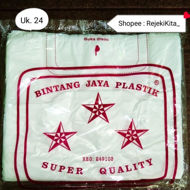

Kantong Kresek Putih susu Bintang Jaya Plastik Uk. 24 Putih susu