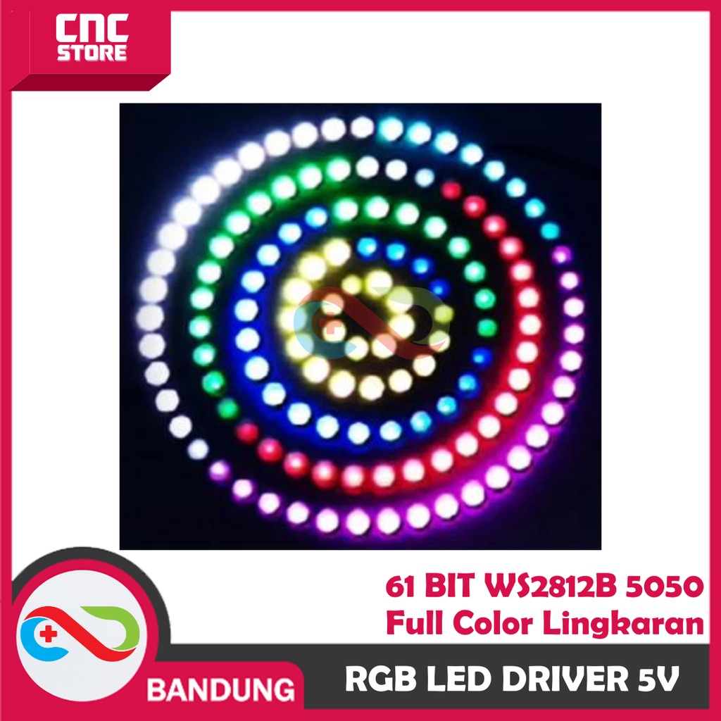 ROUND LED WS2812B NEOPIXEL 5050 RGB 61 BIT FULL COLOR 5V LINGKARAN