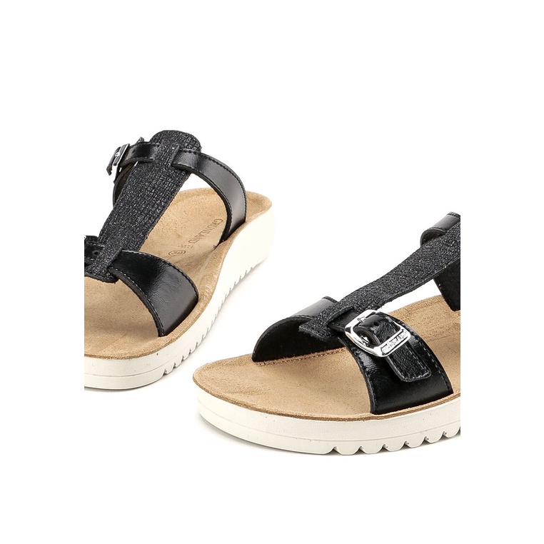 SANDAL SLIDE KULIT GRUNLAND WANITA ORIGINAL FLAT CASUAL HITAM GRW30