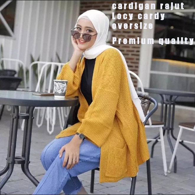 Sweater cardigan rajut oversize locy cardi premium wanita banyak pilihan warna pakaian baju atasan