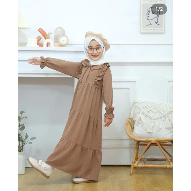 SHAFA DRESS KIDS/GAMIS ANAK TERBARU USIA  3 - 13 TAHUN BAHAN CRINKLE PREMIUM  BAJU MUSLIM ANAK/fashion anak perempuan/pakaian anak perempuan/gamis anak perempuan/pakaian muslim anak perempuan
