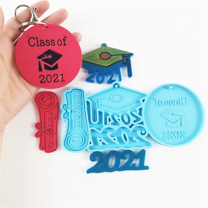 SIY  Glossy 2021 Graduation Keychain Epoxy Resin Mold Silicone Mould DIY Crafts Tool