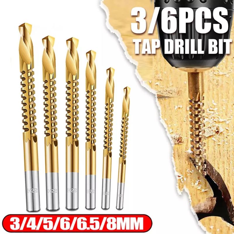 Nuansa - 6 Pcs Set Mata Bor Potong Power Drill HSS Steel Woodworking Drilling Cut Grooving