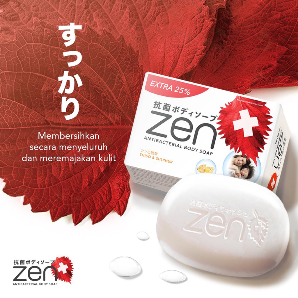 ❤ BELIA ❤ ZEN Antibacterial Body Soap Extra 25% 80+20 g gram besar kecil | Sabun Mandi Batang Zen Anti Bakteri Shinzui | BABY BUNNY