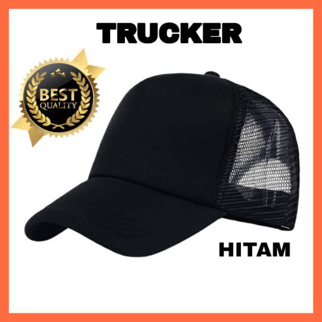 TERBAIK Topi jaring trucker hitam polos bahan berkualitas untuk pria/wanita