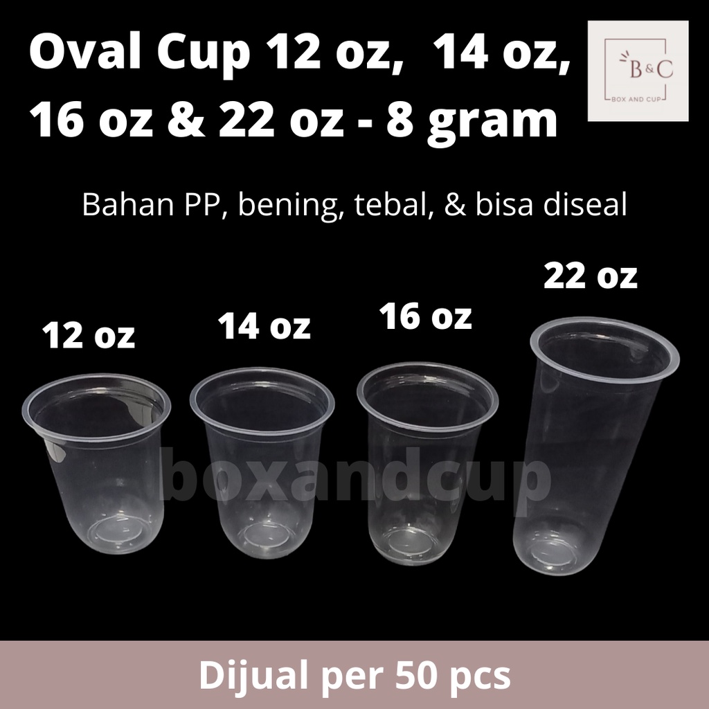 Jual Gelas Plastik Oval Bening U Cup Gelas Boba Bubble Tea Dingin Tebal 8 Gr Ukuran 12 7532