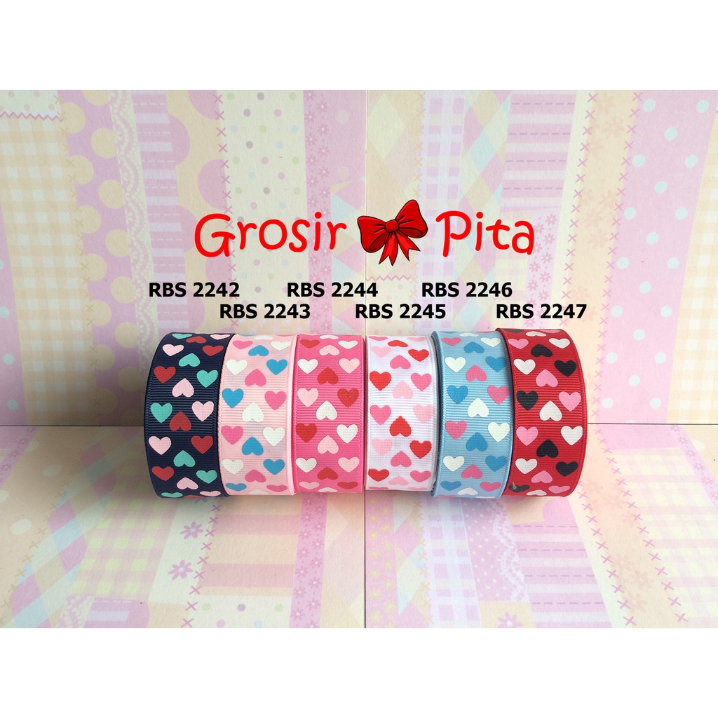 

(25 yard) Pita Grosgrain Motif Love RBS 2242,2243,2244,2245,2246,2247 | Toko Bahan Craft | Grosir Pita