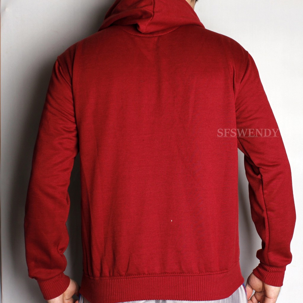 PRODUK TERLARIS !!! Jaket Hoodie Zipper pria Merah Maroon Red Cotton Premium Original