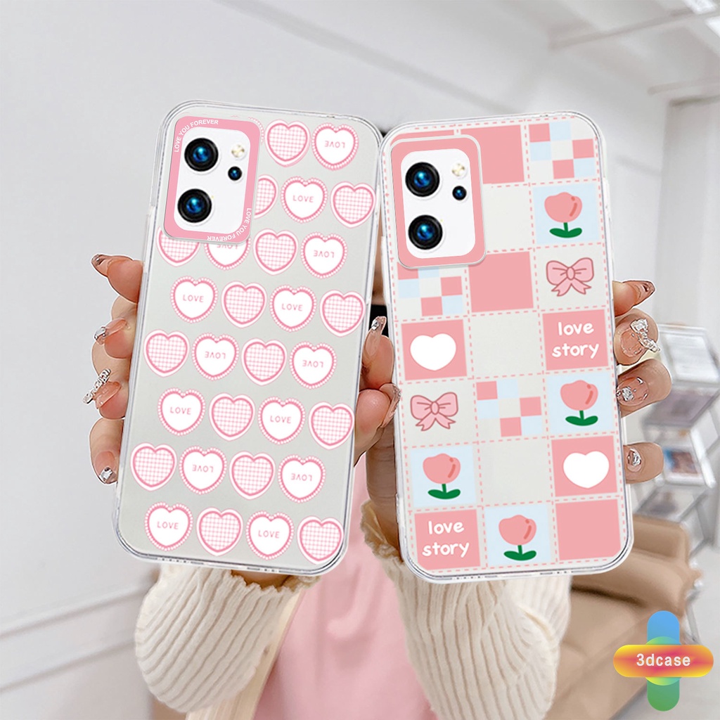 Case HP OPPO A16 A95 A57 A55 A7 A15 A54 A5S A3S A76 A96 A5 A9 A31 A53 A33 2020 A12 A1K A16E A16K A54S Reno 7 5 4 6 8 5F 5K 4F 4 5 06 Lite A74 A15S A52 A11K A92 A35 A11 A93 A32 A72 A94 A53S F19 F17 21 PRO A16S A77 A57S A57E Pink Love Heart Transparent Case